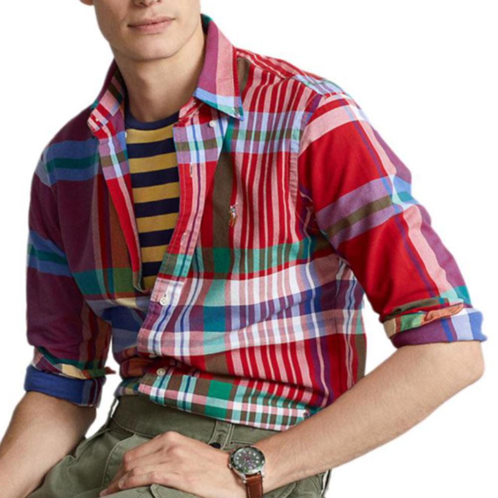Рубашка мужская Polo Ralph Lauren Classic Fit Oxford в клетку Красная 710813021-013