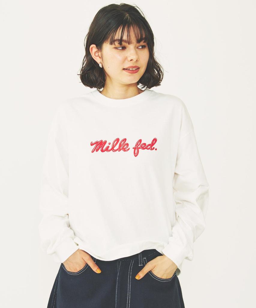 Milkfed Casual ICING LOGO BASIC TEE In Off White Women's L/S