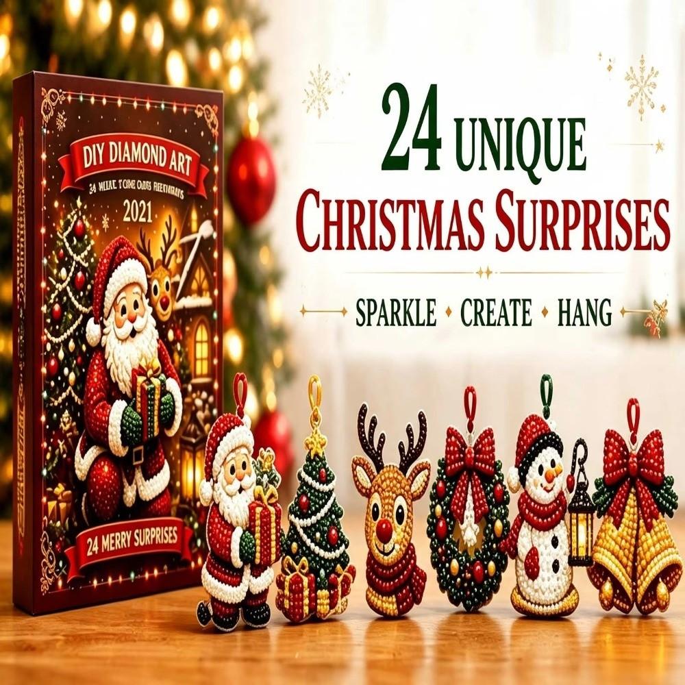 Shiny Christmas Themed Pendant Set Hanging Decorr Christmas Advent Calendar