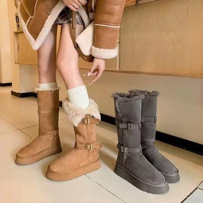 Виноградная мать studiolee ночь перед первым снегом~ два носить пряжки с толстой подошвой пушистые с отворотами полусапожки женские зимние