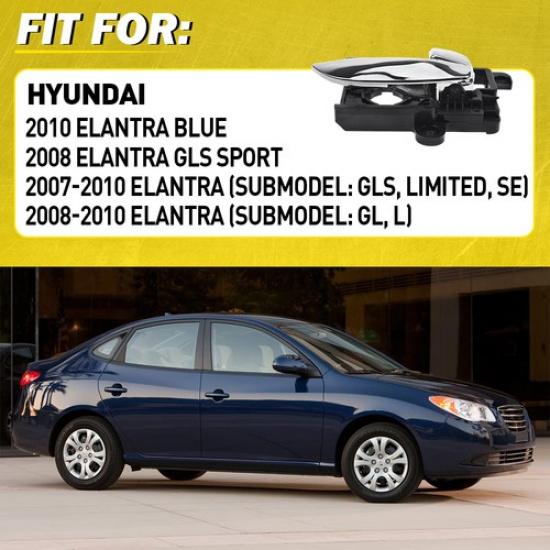 Интерьер 2X 2007-2010 Дверная ручка Для Hyundai ПРАВАЯ Передняя+Задняя Хром Elantra