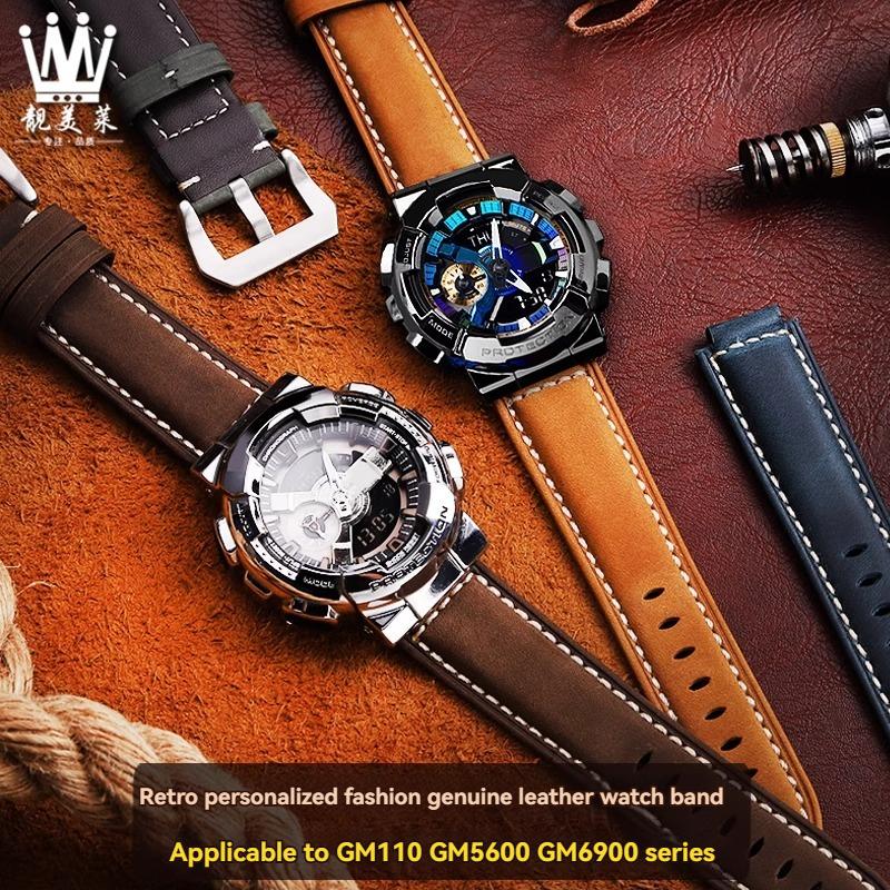 Для Casio Small Steel Cannon GM-110 GM110 GM6900 GM-6900 Модифицированный ремешок для часов из винтажной воловьей кожи Мужской винтажный ремешок 16 мм