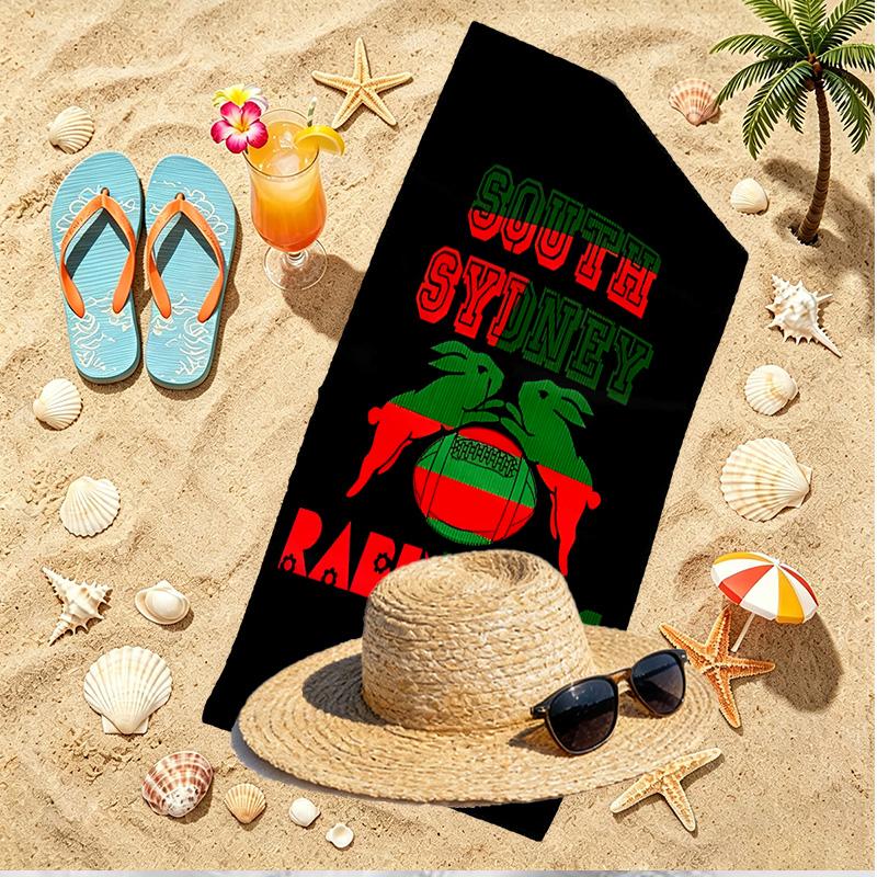 South Sydney Rabbitohs Print Beach Towel, Versatile Lightweight Absorbent Beach Towel for Pool Surf Yoga Bathroom, Perfect Birthday Holiday Gift