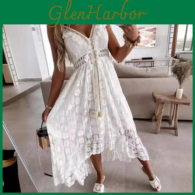 Elegant Satin Long Dress With V Neck For Summer Beach And Casual Wear