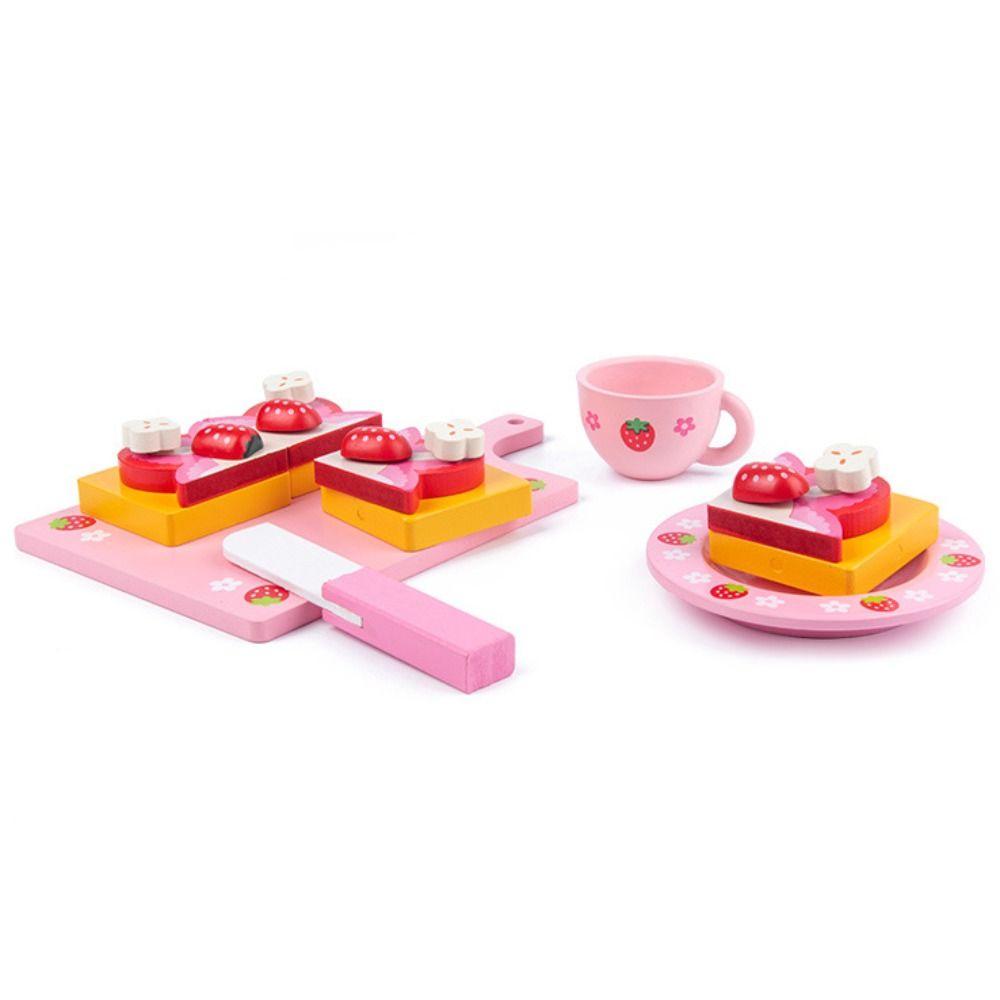 Strawberry Design Wooden Simulation Cake Toys Cooking Role Play Toys Children's Play
