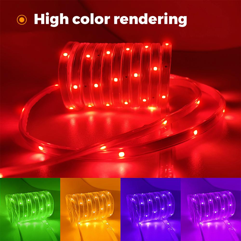 30 м/100 футов 5050 RGB светодиодная лента для улицы водонепроницаемая с пультом дистанционного управления, интеллектуальное управление через приложение с синхронизацией музыки внешний трос для балкона