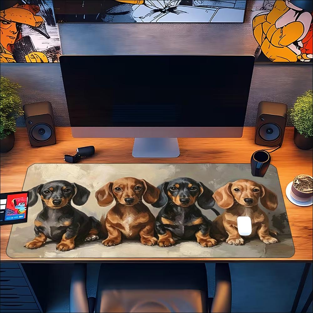 Cute Dachshund Dog Large Desk Mat NonSlip Rubber Gaming Mouse Pad Hd Print Keyboard Pad For Office Laptop Gamer Computer Setup