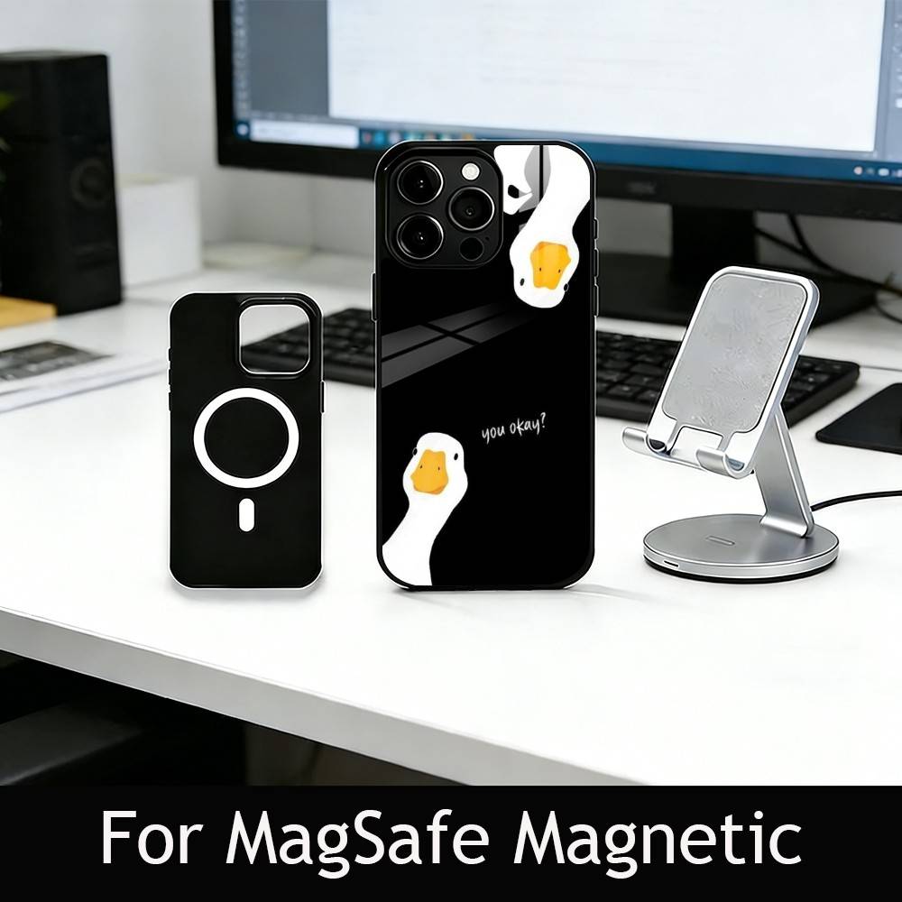 Чехол для телефона с уткой для iPhone 17, 16, 15, 14, 13, 12, 11 Plus, Pro, магнитный с Magsafe, беспроводная зарядка