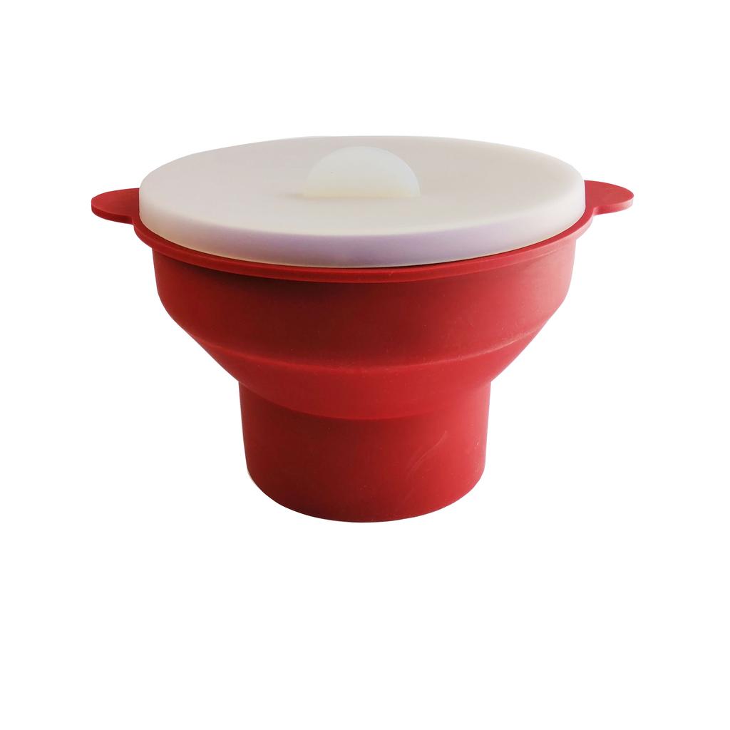 Modern Eco-Friendly Microwave Popcorn Popper Maker Foldable Silicone Bowl Big Capacity Lid Polished DIY Collapsible Home Use
