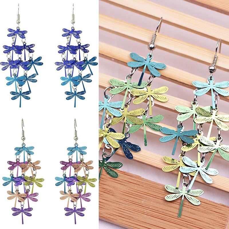 1 пара модных женских элегантных серег-гвоздиков со стразами и стрекозой