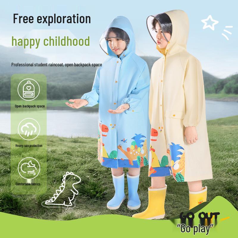 Kids' Waterproof School Raincoat with Backpack Space – Extended Length Poncho for Boys and Girls