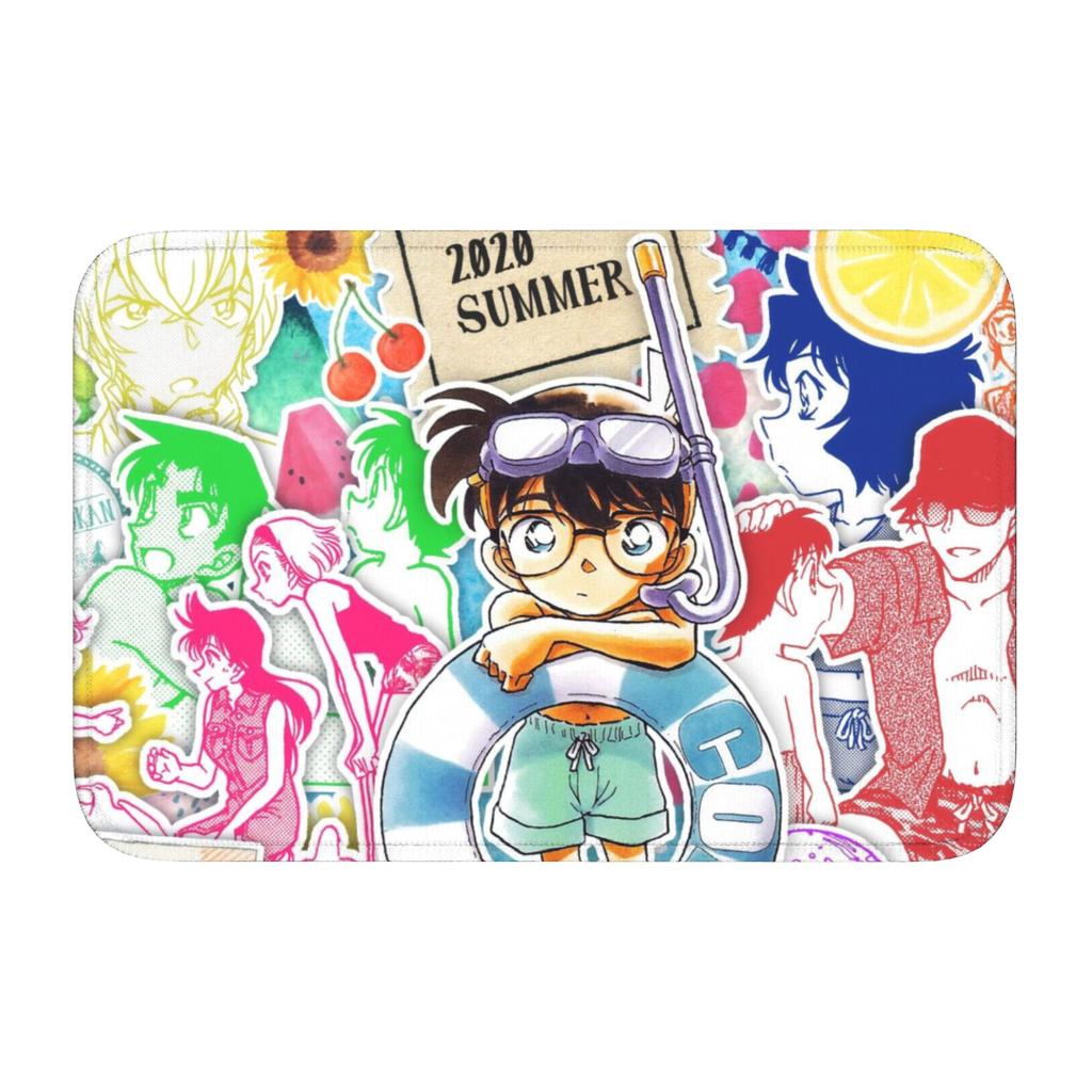 Custom Funny Detectived Anime Conan Doormat Non-Slip Entrance Welcome Kitchen Bath Floor Door Mat Toilet Living Room Carpet Rug
