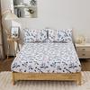 3Pc Blue Leaf Rabbit Bed Sheet Kawaii Cartoon Pattern 1Fitted Sheet 2Pillowcase 100%Polyester Mattress Cover (No Pillowcase)