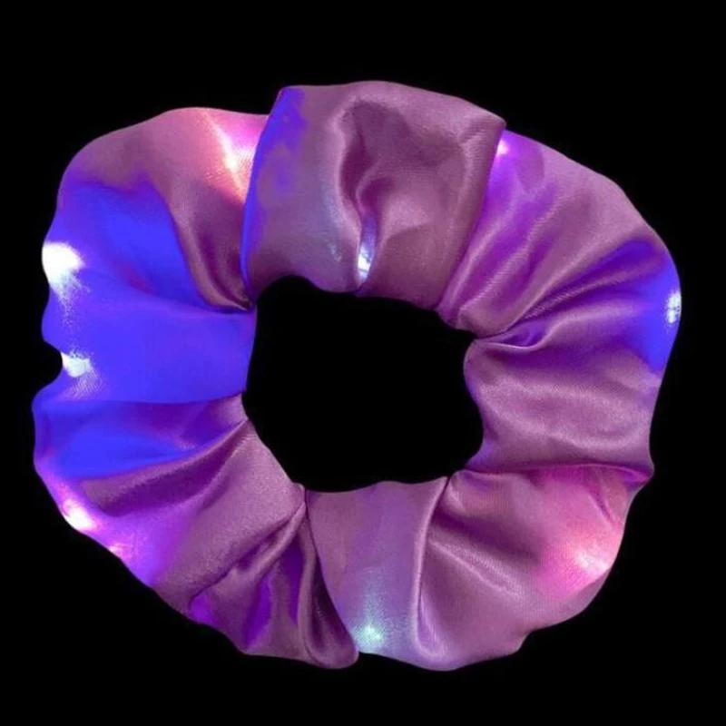 Fashion LED Luminous Hair Scrunchies Light Up Glowing Scrunchy Hair Band For Girls Flashing Hair Tie Hair Rope Hair Accessories