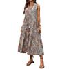 Summer Dresses for Women 2026 Boho Midi Dress Sleeveless Tie V Neck A Line Casual Beach Vacation Sundresses