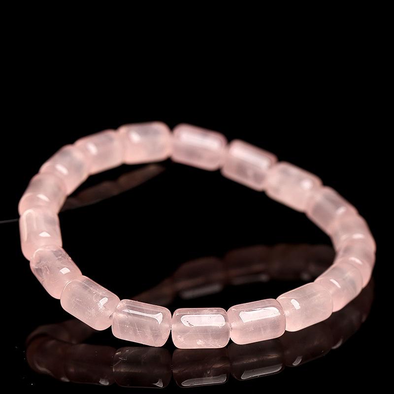 Браслет из натурального агата грейпфрутового цвета Hongchu Crystal, бусины-бочонки, Браслет с ледяно-грейпфрутовыми и ма-розовыми бусинами-бочонками