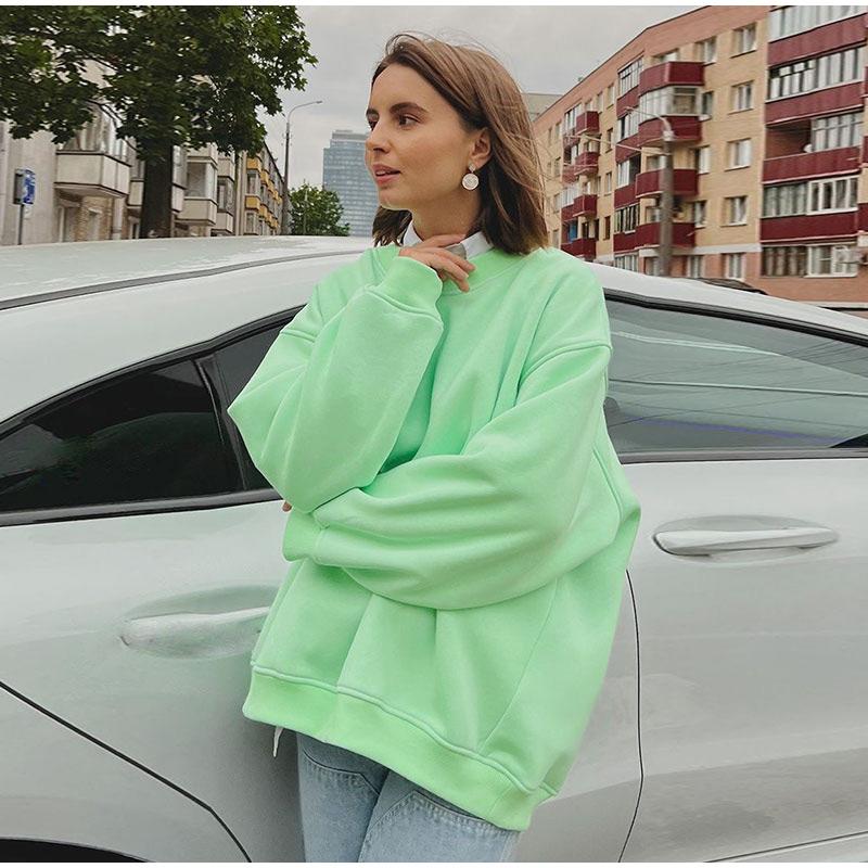 Женский уютный свитер осень-зима свободные толстовки с круглым вырезом флисовые утолщенные теплые свитера-пуловеры удобные модные наряды одежда