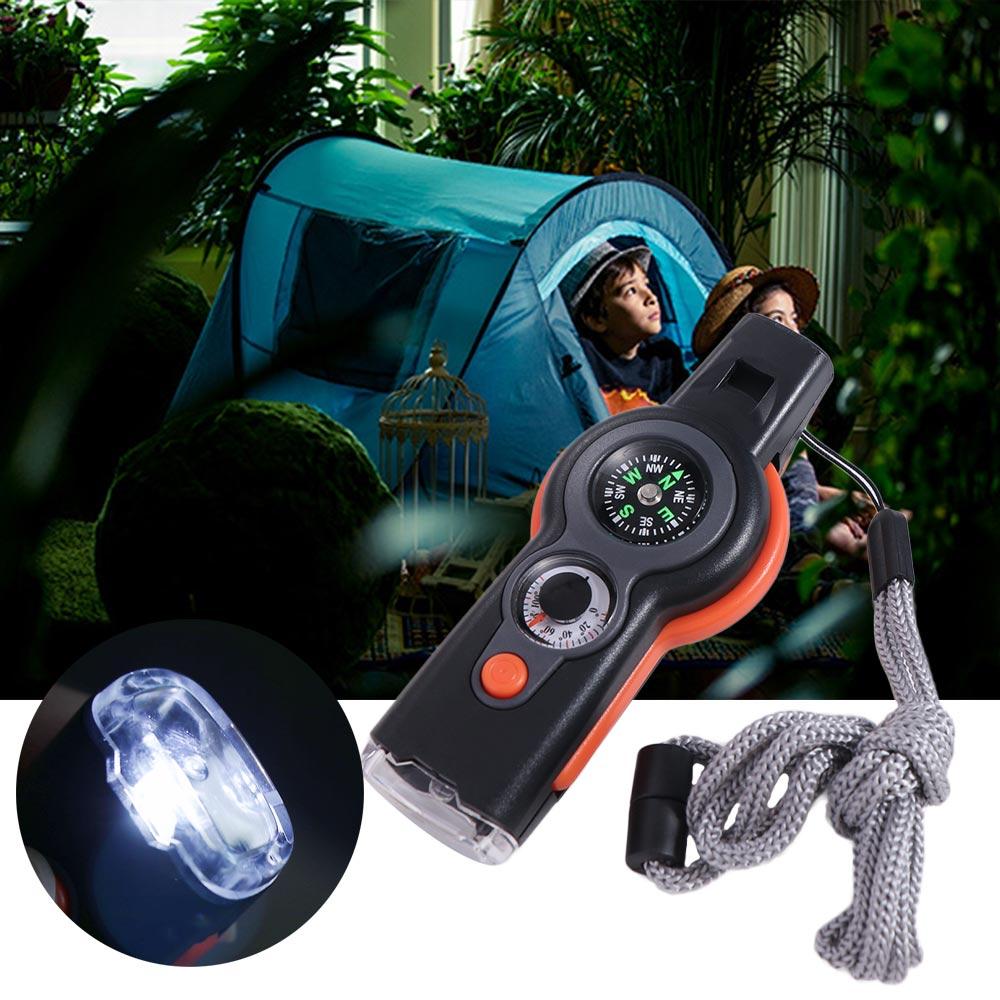 LED Light Survival Whistle Thermometer 7 in 1 Whistle Durable Emergency Whistle Emergency
