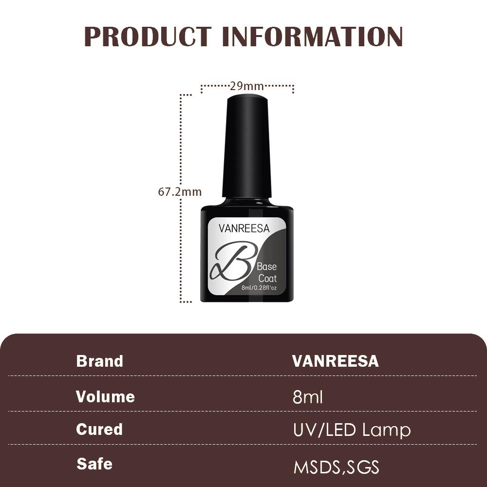 VANREESA Базовое покрытие Верхнее покрытие Гель-лак для ногтей Прозрачный замачиваемый УФ-гель-лак Праймер для ногтей Набор гелей для ногтей