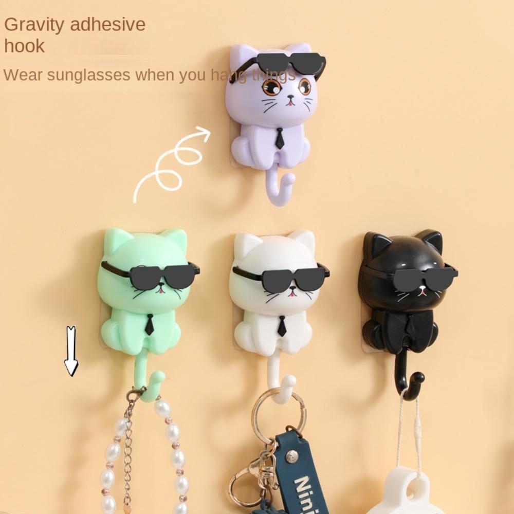 Cartoon Cat Decorative Hooks Seamless Funny Heavy Duty Hook Creative Clothes Hook Bathroom