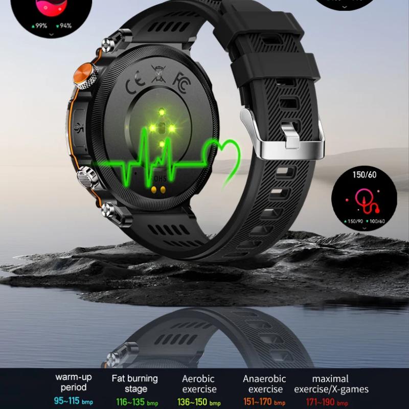Новые водонепроницаемые смарт-часы 5 АТМ для мужчин, 600 мАч, уличные смарт-часы, GPS, компас, пульсометр, светодиодный фонарик, Bluetooth-звонок, спортивные смарт-часы