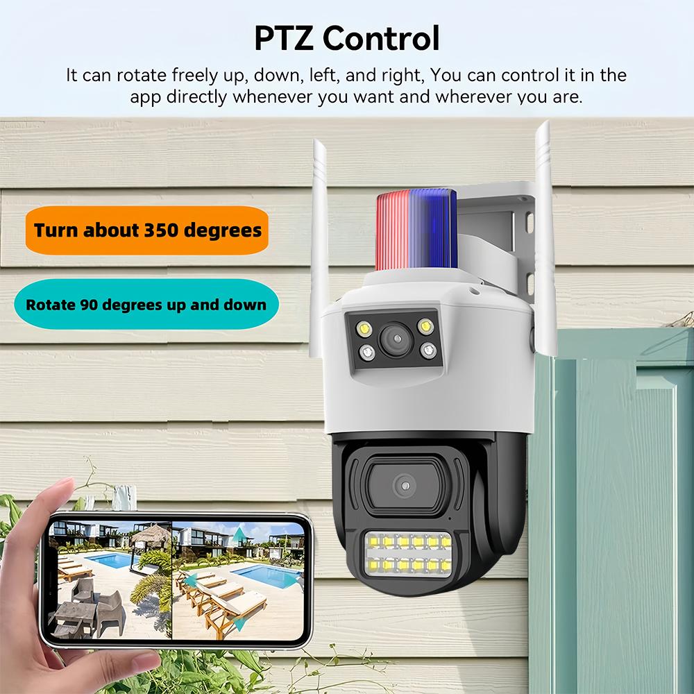 8MP 4K Wifi Dual Lens Protection Waterproof Security CCTV Video Surveillance Police Light Alarm IP Camera