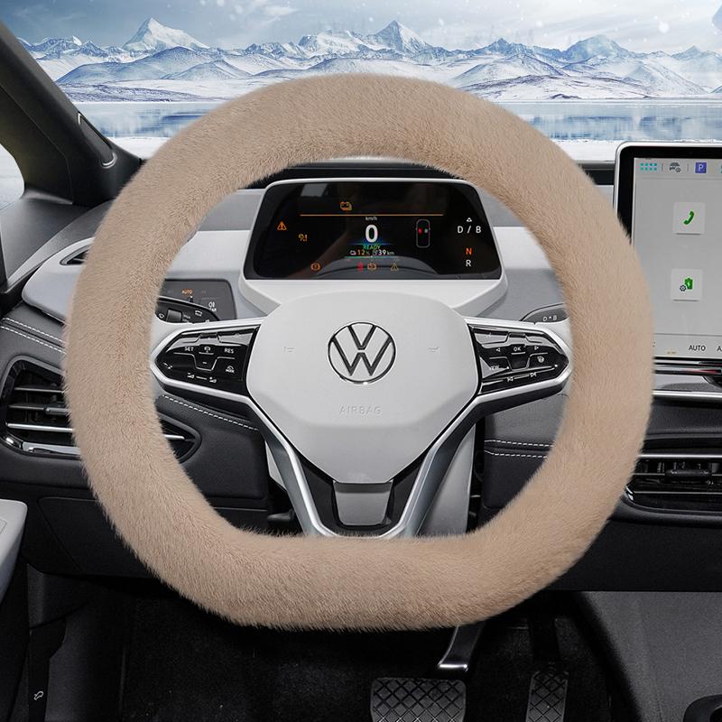 Подходит для плюшевой накладки на руль Volkswagen, теплая нескользящая защитная накладка на осень и зиму, Golf Tiguan Polo T-Roc Jetta Id.4 Id.3 Atlas
