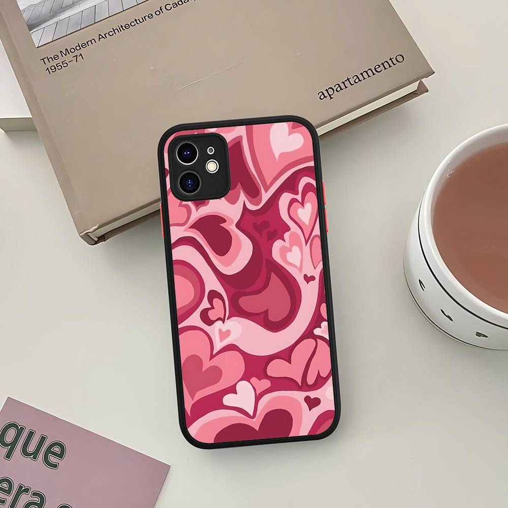 Милый Силиконовый Чехол Сердце Любви Для IPhone 16 15 14 13 12 11 Pro Max Plus X XS MAX Ударопрочный Матовый Чехол