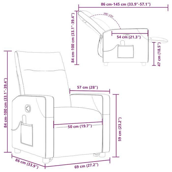 VidaXL Reclining Massage Armchair Dark Grey Fabric 3324015