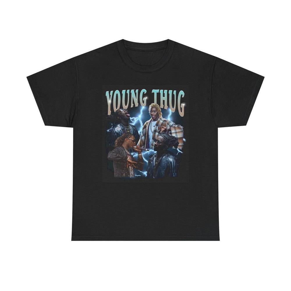 Графическая футболка Young Thug Винтажная футболка с принтом рэпа Атланты Унисекс Тяжелый хлопок Унисекс Футболка