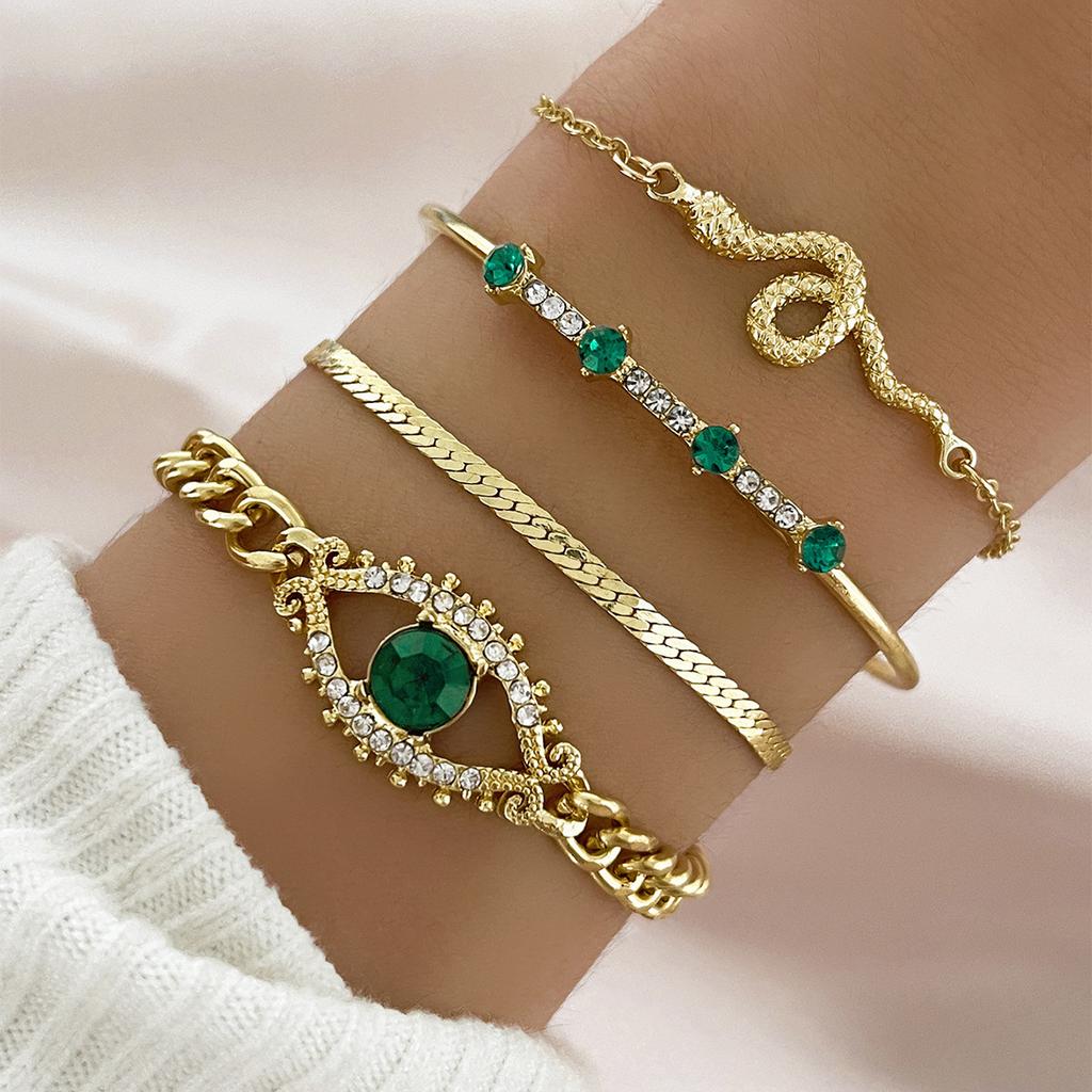 Charm Suit Ladies Wear It Fashion Bracelet Four-piece Women's Snake Bracelet Set Suitable for Daily Gathering and Party Wear Design Bohemian Style