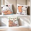Couple Comfortable Soft Pillow Case for Sofa Bear Cartoon Kawaii Living Room Home Office D-dudu Decor Protective Covers b-Bubu