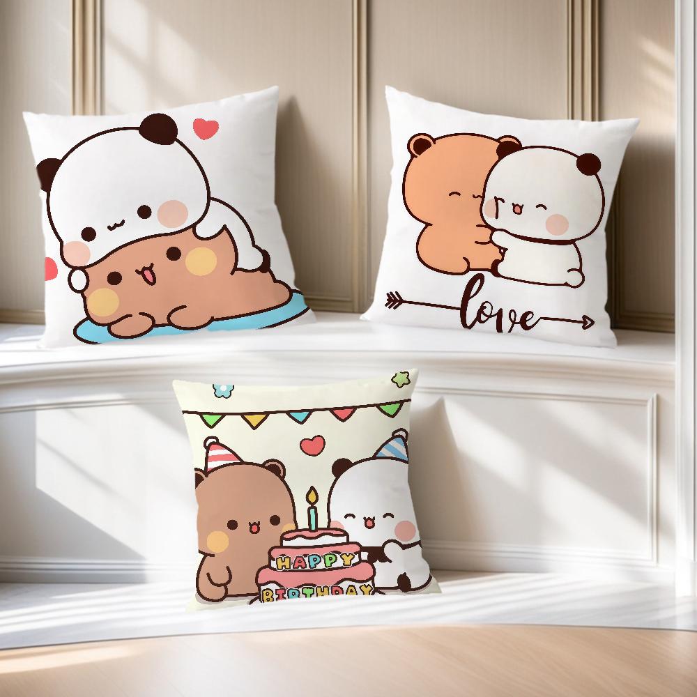 Couple Comfortable Soft Pillow Case for Sofa Bear Cartoon Kawaii Living Room Home Office D-dudu Decor Protective Covers b-Bubu