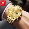 Multifunctional Men's Watches Chronograph Quartz Watch Moon Phase Calendar Luminous Waterproof Watch for Men