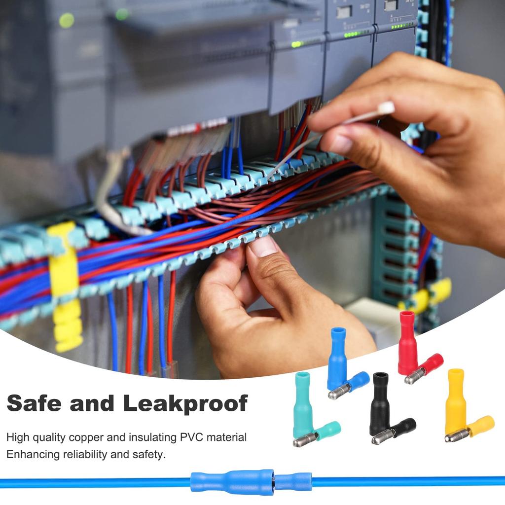 100 Pcs Electrical Connectors, Wire Connectors Insulated Male Female Electrical Terminals & Kits Butt Connectors 0.5-6.0mm² Waterproof