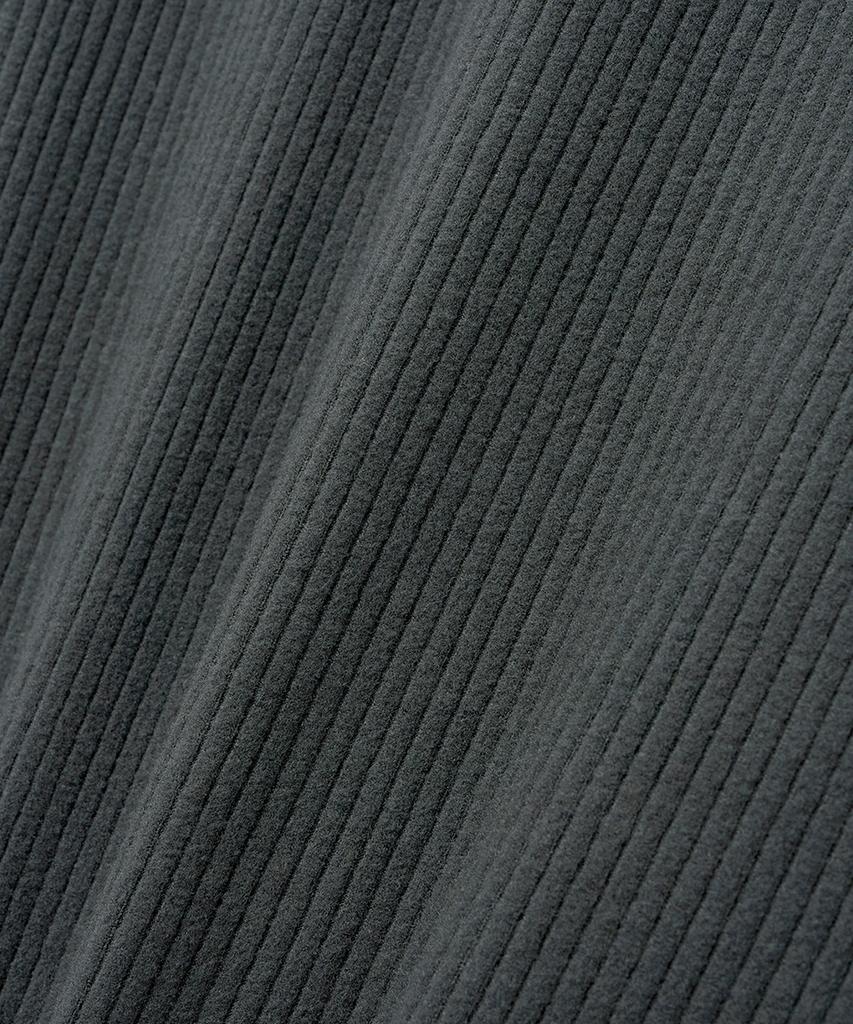NOIRER Ribbed Henley Neck Long Sleeve T-Shirt (Dark Grey)