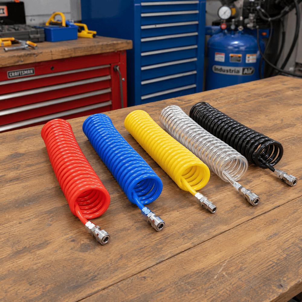 3/6/9m Coiled Air Hose 8*5mm Pneumatic Spiral Hose PU Recoil Air Hose Air Compressor