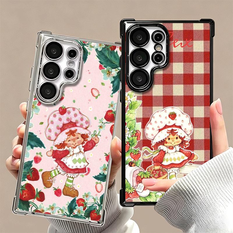 Клубничный Ш-Шорткейк Мягкий Чехол Для Телефона Для Samsung Galaxy S26 Ultra S25 Edge S24 FE S23 Plus S22 S21 + S20 Покрытие Защита От Падения Фу