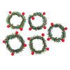 12Pcs Xmas Candle Rings Mini Wreaths Bulk for Pillars Tapers Artificial Berry with Grass Holiday