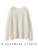 Women's Round Neck Versatile Cashmere Sweater - Solid Color, Long Sleeve, Fashionable Lazy Style for Spring, Autumn, and Winter