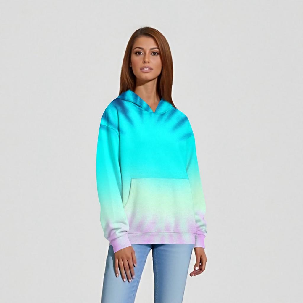 Женская мода Повседневный топ с V-образным вырезом и длинными рукавами с принтом