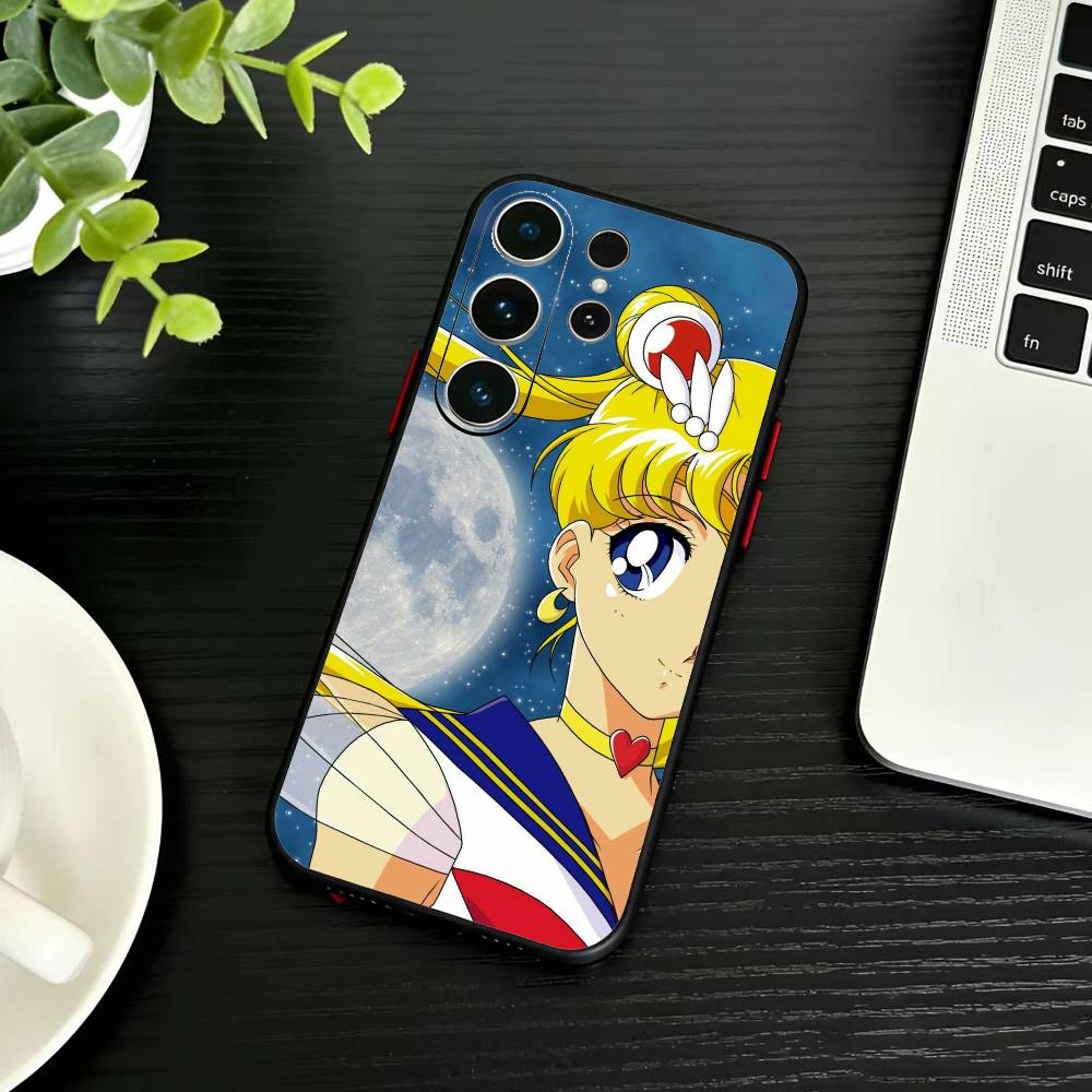 Мультяшный чехол для телефона F-Sailor M-Moons для Samsung S26, S25, S24, S23, S22, S30, S21, Ultra, Plus, FE 5G Черный Мягкий чехол