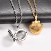 Cute Seashell Stainless Steel Photo Box Locket Pendant Necklace for Women Men Memory Picture Frame Charms Chain Metal Jewelry