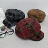 British Octagonal Hat Women'S Plaid Retro Cap Showing Face Small Beret Thickened Newsboy Hat