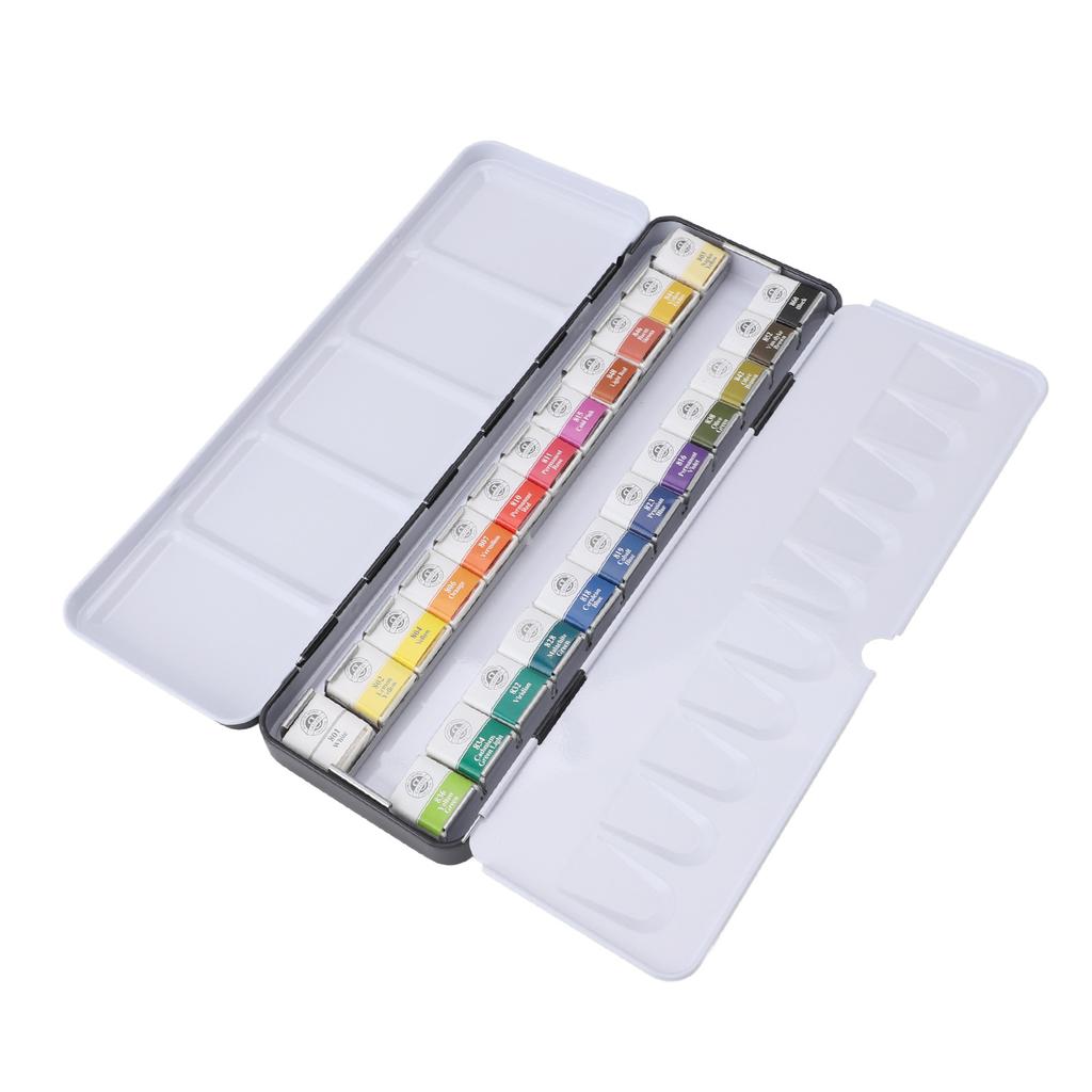 Watercolor Paint Set Portable Iron Box Solid Professional Watercolor Kit for Artists Students 24