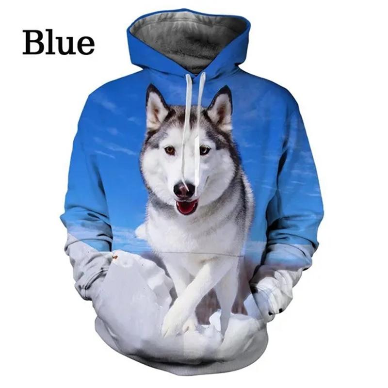 Толстовки с капюшоном с изображением собак хаски с 3D-принтом для мужчин, с изображением животных, для отдыха, модные толстовки с длинным рукавом, женская и детская одежда