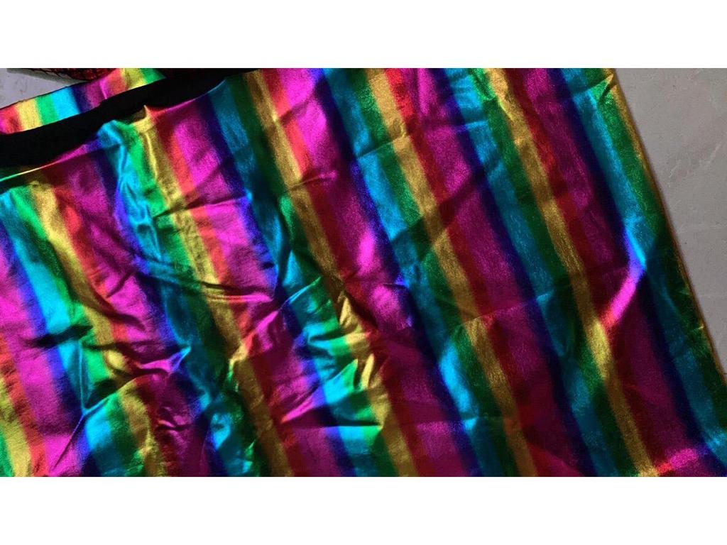 Iridescent Gold Glitter Laser-Spray Dance Skirt with Crystal Background Pattern