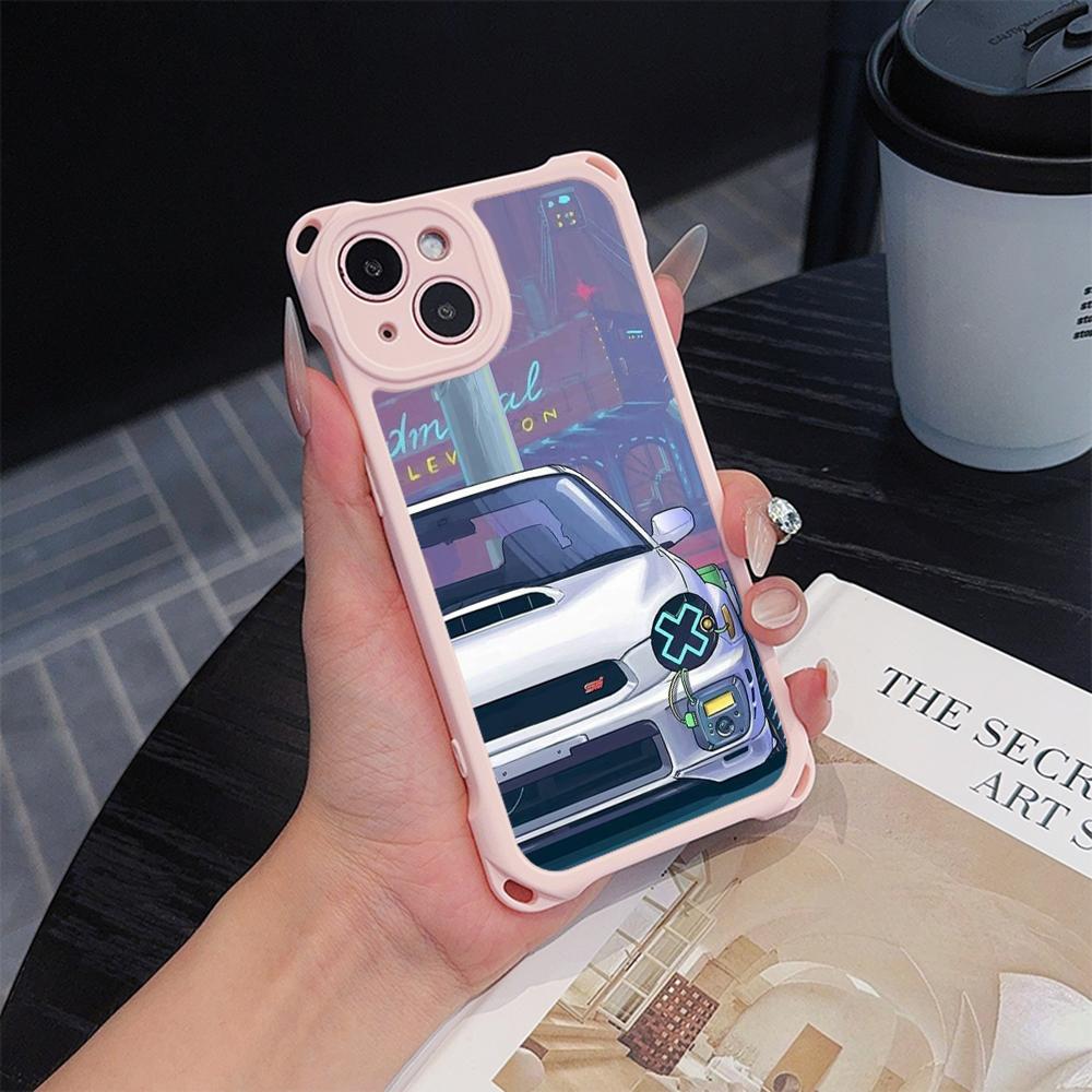 Ae78 Fashion Car Pattern Design Art Soft Phone Cases for iPhone 16 15 14 13 12 11 Pro Max 7 8 XR with Wrist Strap Lanyard Corner Protection Back Cover
