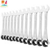 Fixed Head Tubing Ratchet Open End Wrench Set, Combination Ratcheting Wrench 72 Gears CR-V Chrome Vanadium Steel, Metric 8-19mm