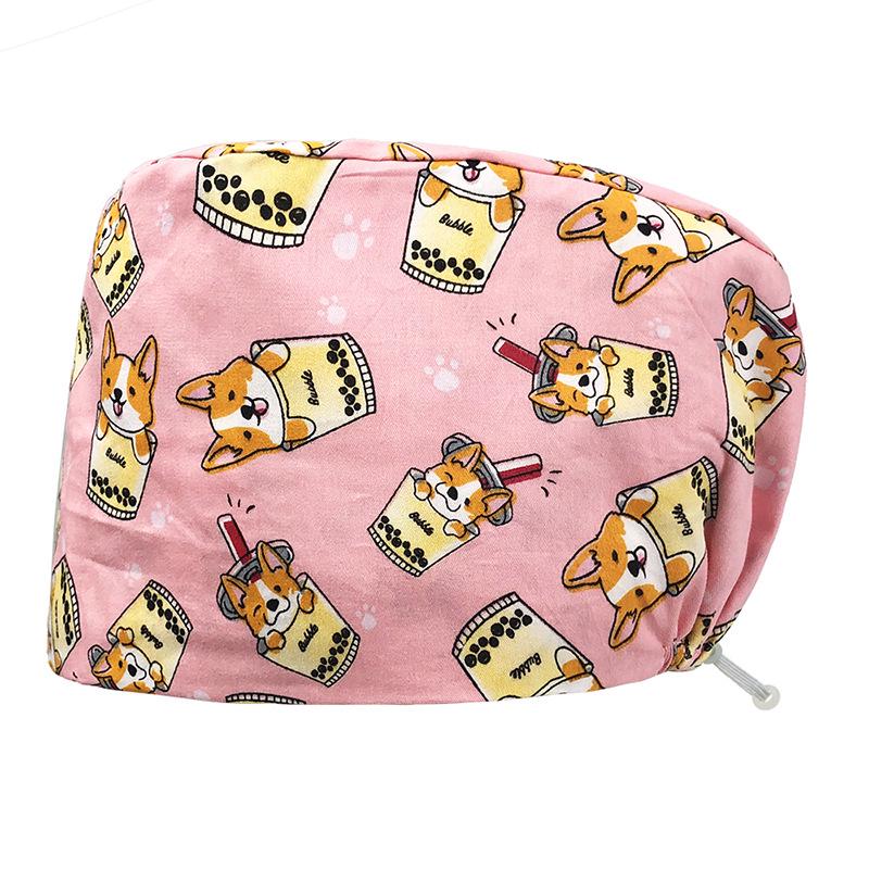 Хирургическая шапочка на кнопках с цветочным принтом для медсестер и врачей